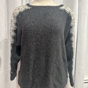 J. Crew Charcoal Sweater with Lace Accents